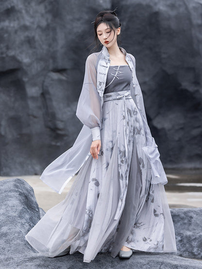 New Chinese Style Sheer Robe and Slip Dress - Wuji 无极 (Preorder)