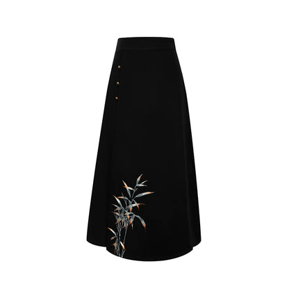 New Chinese Style Round Neck Robe Jacket with A-Line Skirt - Qianshi 谦时 (Preorder)