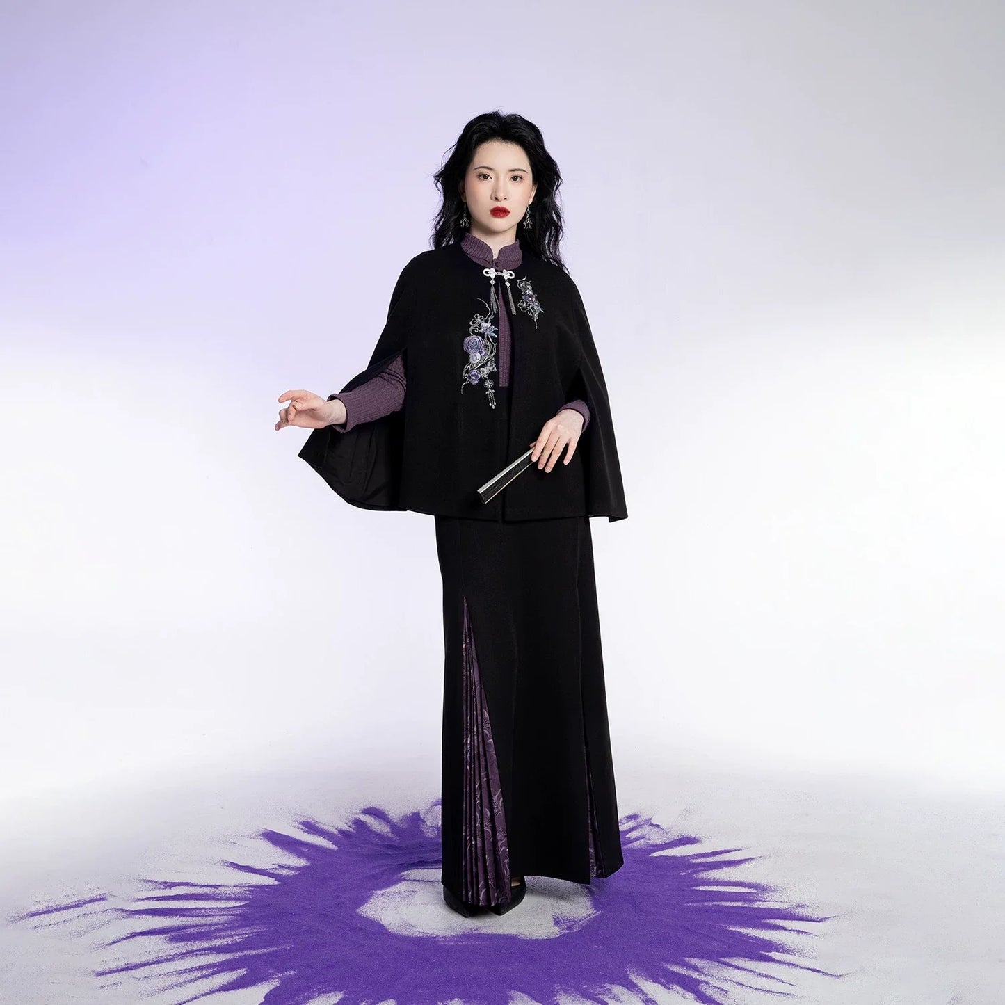 New Chinese Style Women Cape Coat, Knit Top & Three Pleat Skirt - Oriental Witch 东方魔女 (Preorder)