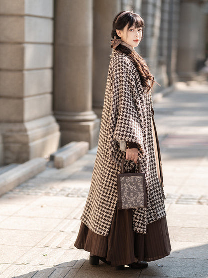 Song Dynasty Modern Hanfu Outerwear Changgan Temple Beizi and Wrap Skirt - 暖秋 Warm Autumn (Preorder)