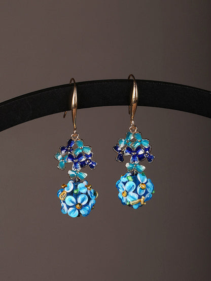 Sapphire Floral Beads Earrings | Cheongsam Jewelry
