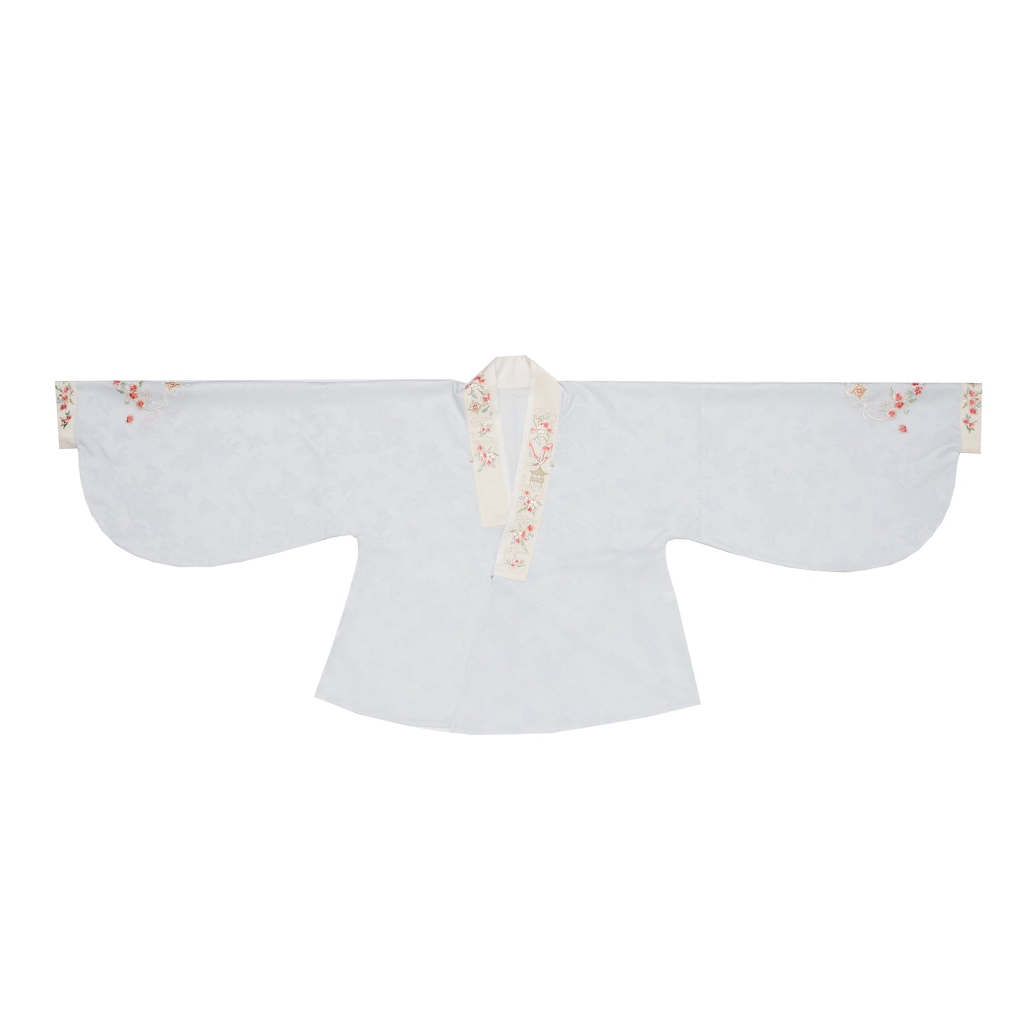 Ming Dynasty Sweet Pink Embroidered Pipa Sleeve Top & White Woven Mamianqun | Swallow Pavilion 燕云亭