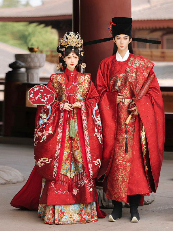 Ming Dynasty Chinese Wedding Hanfu Couple Set | Union of Phoenix & Qilin 凤栖梧麟