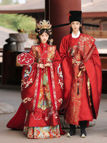 Ming Dynasty Chinese Wedding Hanfu Couple Set | Union of Phoenix & Qilin 凤栖梧麟