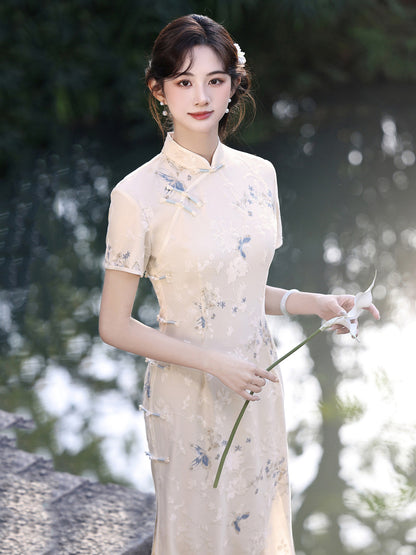 Short Sleeve Long Cheongsam | First Spring