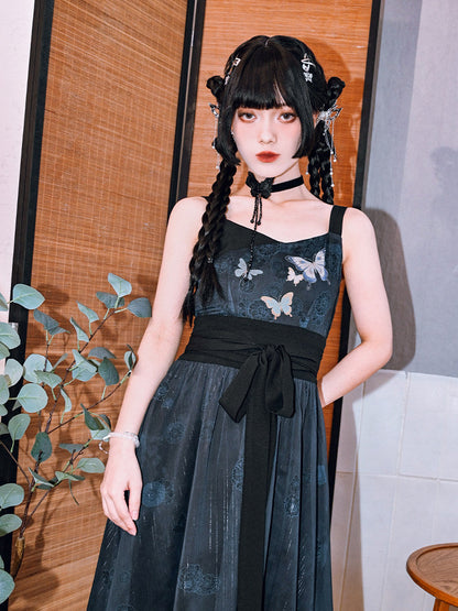 New Chinese Style Butterfly Print Sundress - Yin 蝶吟