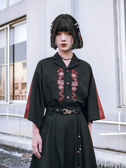New Chinese Style Embroidered Shirt - Snake 巳蛇