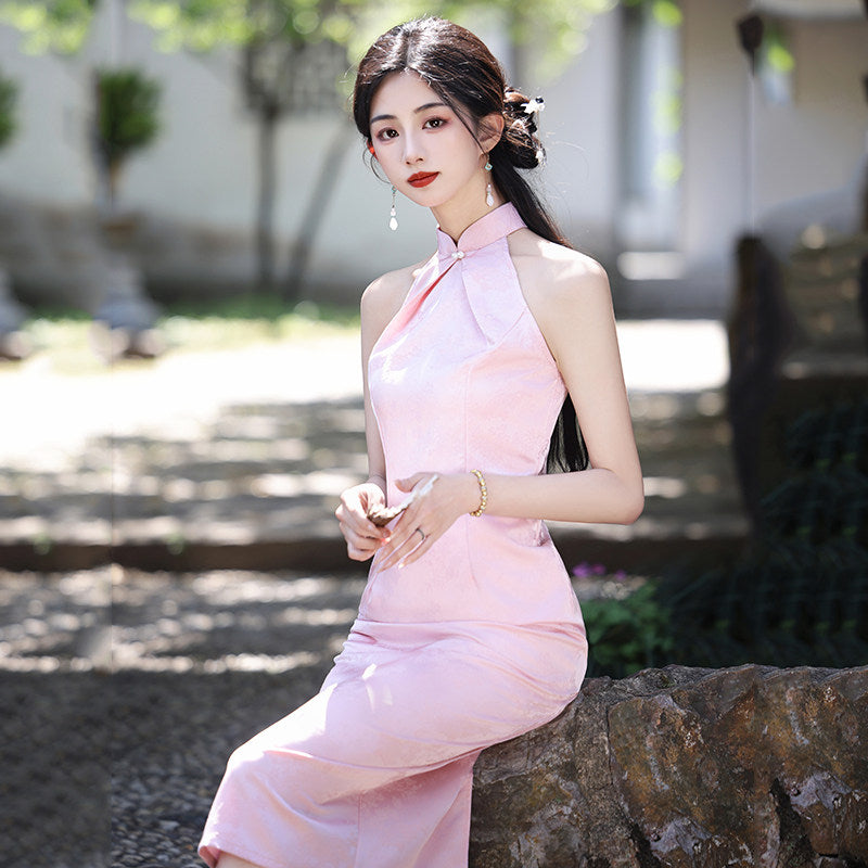 Sleeveless Halter Neck Midi Cheongsam | Summer