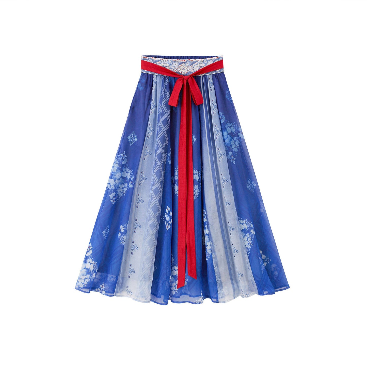 Tang Dynasty Modern Hanfu Skirt with Round Neck Top - Flying Underneath Moon 月下飞花