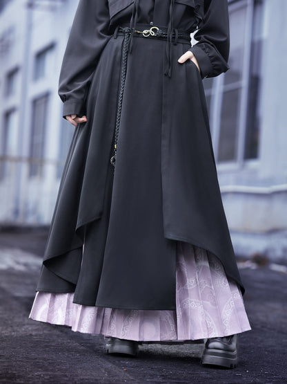 New Chinese Style Double Layered Pleated Wide Leg Culottes - Immeasurable 无量
