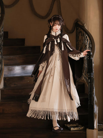 Desert Wanderer | Modern Chinese Hanfu Dress Set with Vintage Shawl