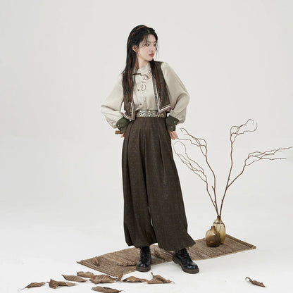 New Chinese Style Women Embroidered Vest, Inner Top & Lantern Pants - Poetry of the Wilderness 旷野之诗 (Preorder)