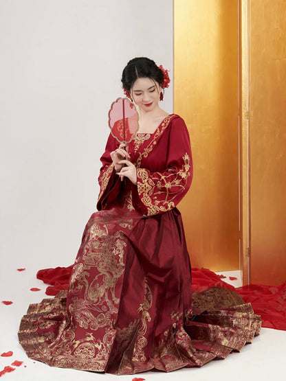 Ming Dynasty Wedding Hanfu Set & Mamian Skirt | Zhulian 珠联璧合