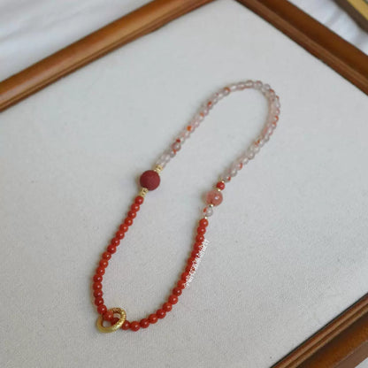 Original Nezha Southern Red Agate Bracelet Multi-Circle Buddha Beads, Chinese Style Red Gift