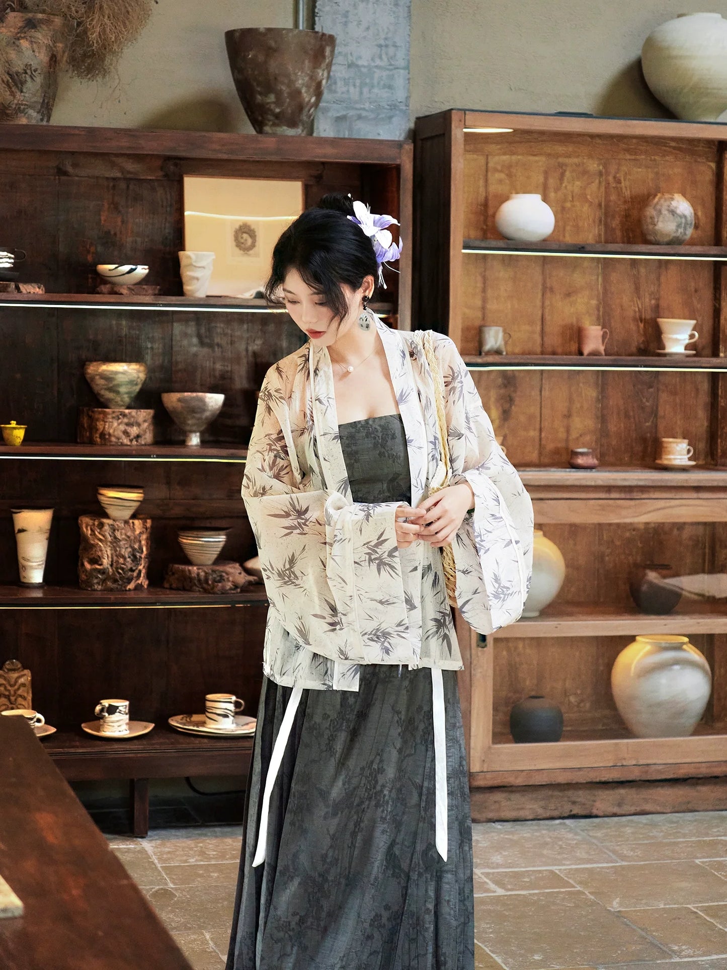 Xiaoxiang Bamboo 潇湘竹 - New Chinese Style Wei Jin Pleated Summer Dress Outfit