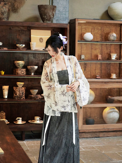 Xiaoxiang Bamboo 潇湘竹 - New Chinese Style Wei Jin Pleated Summer Dress Outfit