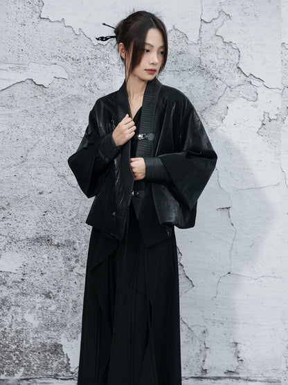 New Chinese Martial Arts Style Pleated Short Coat