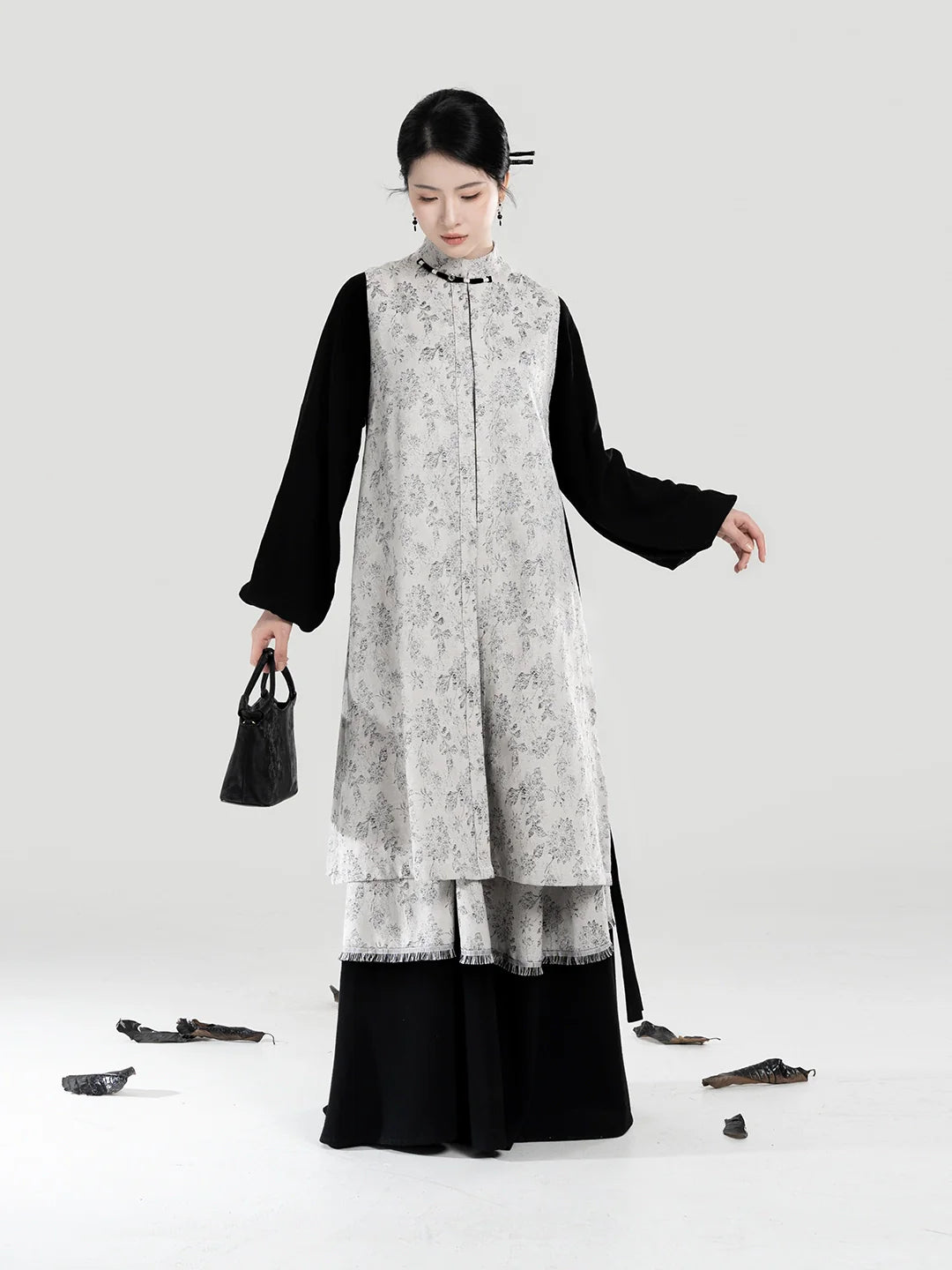 New Chinese Style Bijia Vest, Bow Sleeve Top & A-Line Skirt - Soft Thoughts 棉意 (Preorder)