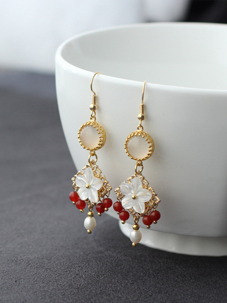 Seashell Flowers Earrings | Ancient China Jewelry