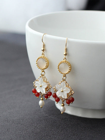 Seashell Flowers Earrings | Ancient China Jewelry
