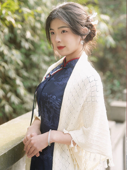 Short Sleeve Floral Long Cheongsam | Hengqing