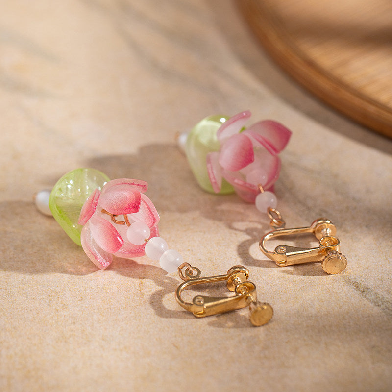 Clear Lotus Earrings | Hanfu Jewelry
