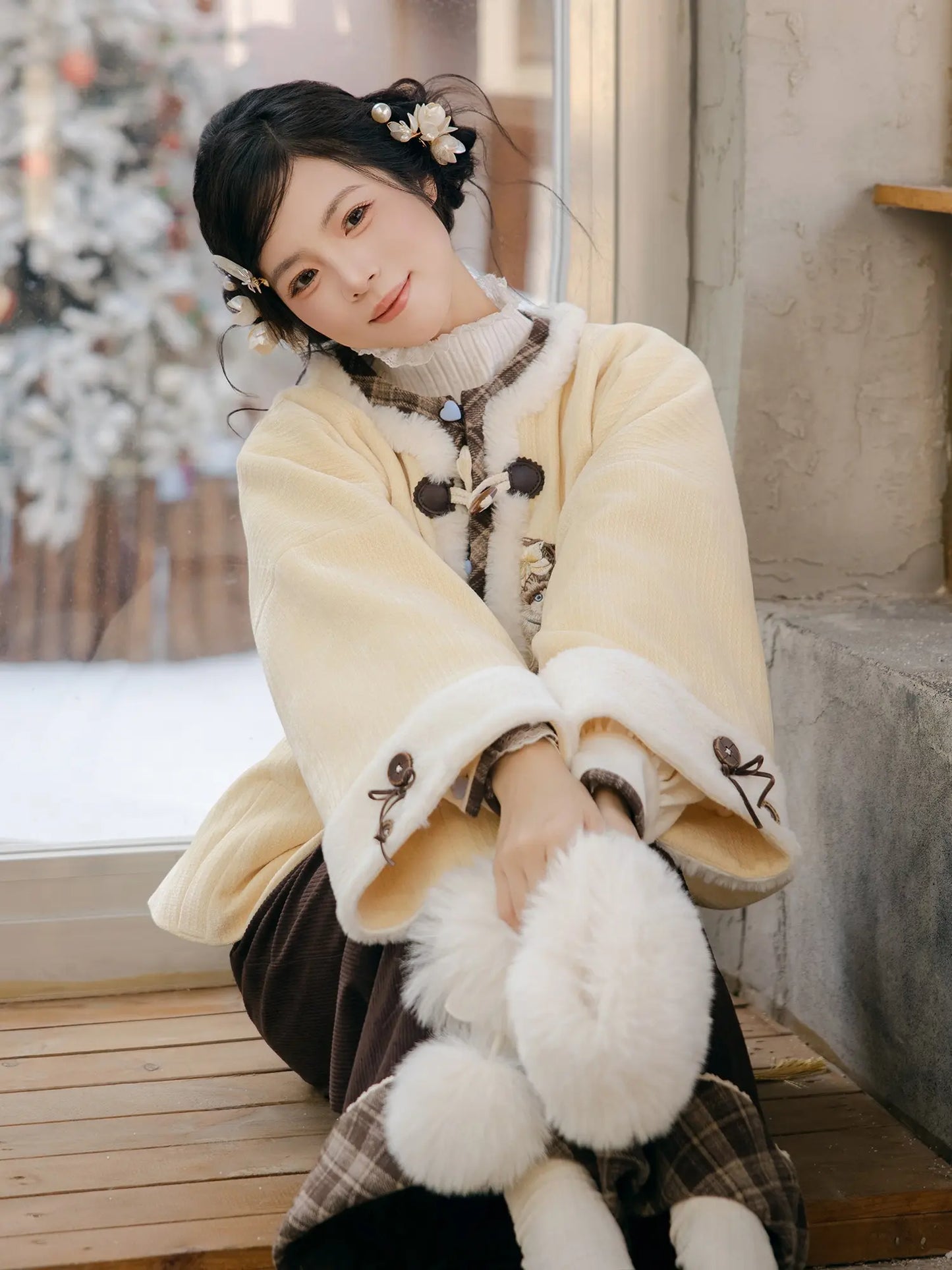 New Chinese Style Coat and Wide Leg Pants - Puppet Custard 布偶奶黄包