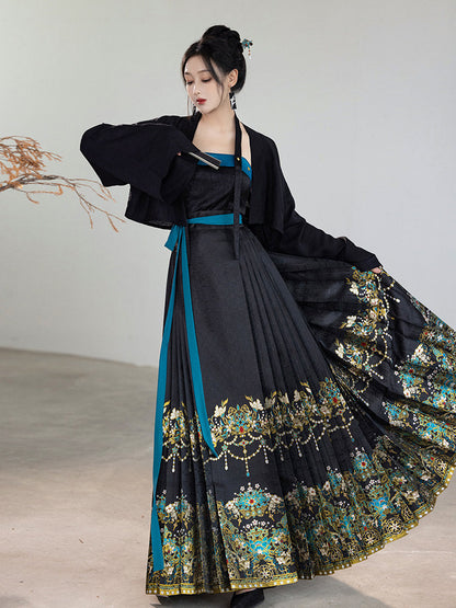 Ming Dynasty Modern Hanfu Bustier and Mamianqun - Phoenix Feather 凤翎羽