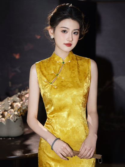 Sleeveless Floral Long Cheongsam | Empress