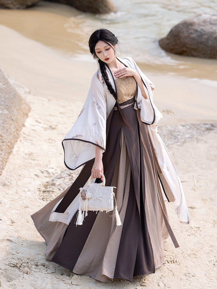 Song Dynasty Modern Hanfu Changgan Temple Beizi and Wrap Skirt - Plants and Trees 草木深 (Preorder)
