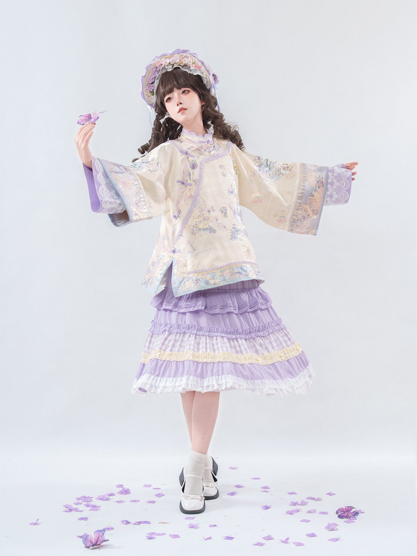 Modern Qing Han Lady Attire with Layered Skirt - Tulip Duck 郁香鸭鸭