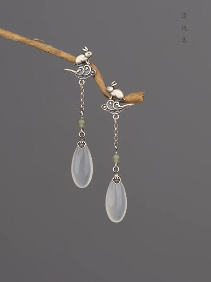 Jade Agate Antique Earrings | Hanfu Jewelry