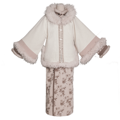 New Chinese Style Chenille Velvet Long Sleeve Cheongsam Dress and Jacket for Winter - Zhaojun 昭君 (Preorder)