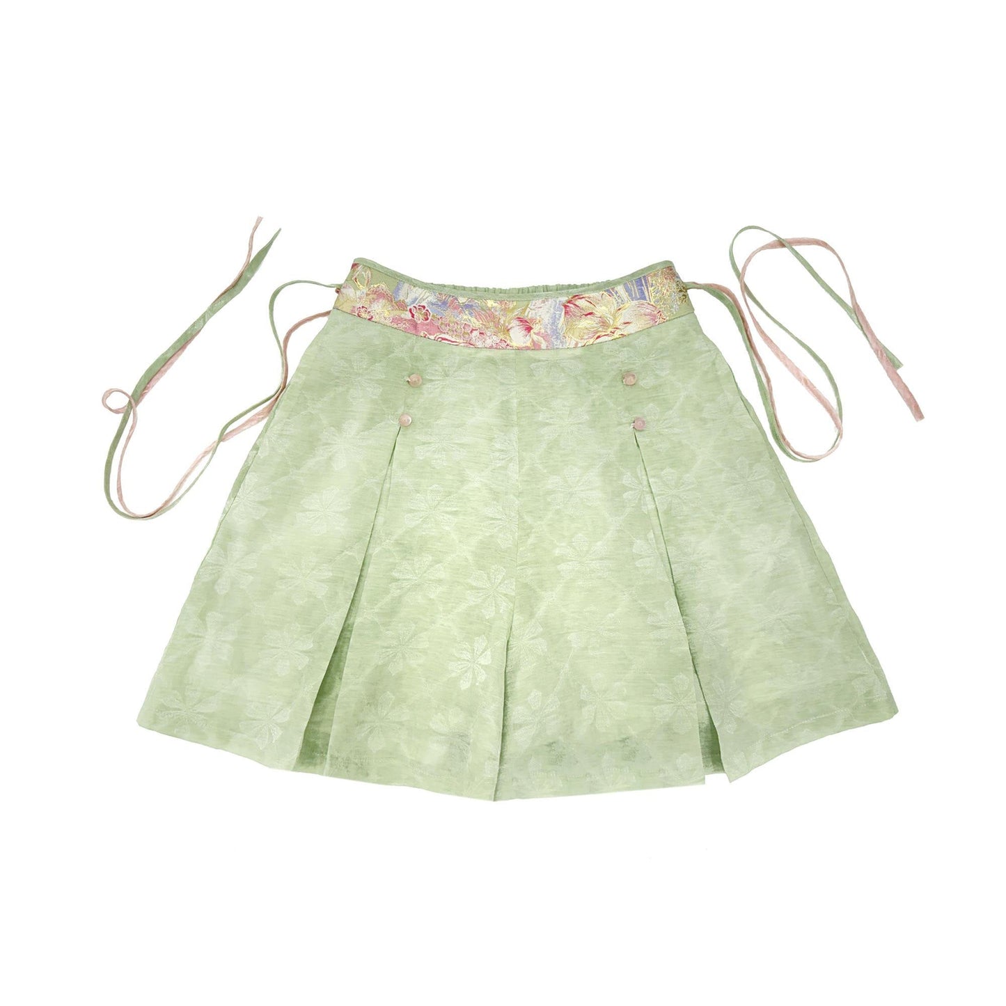 Ming Dynasty Modern Hanfu Half Sleeve Top and Mini Mamianqun - Peach Fragrance 梦桃香