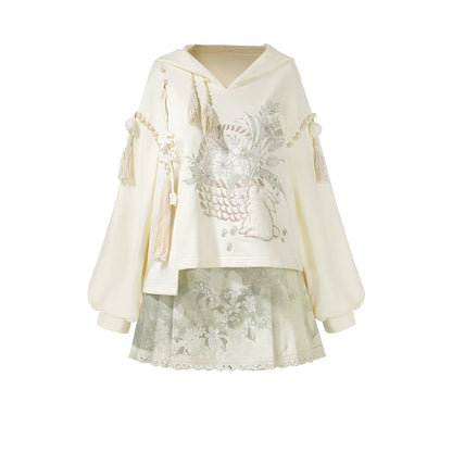 Morning Garden 清晨花园 - Modern Hanfu Daily Wear Hoodie Blouse and Mamian Skirt