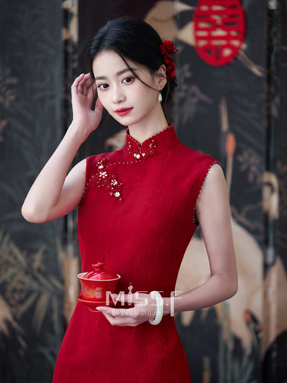 Red Embroidered Bridal Qipao Cheongsam | Liangyuan