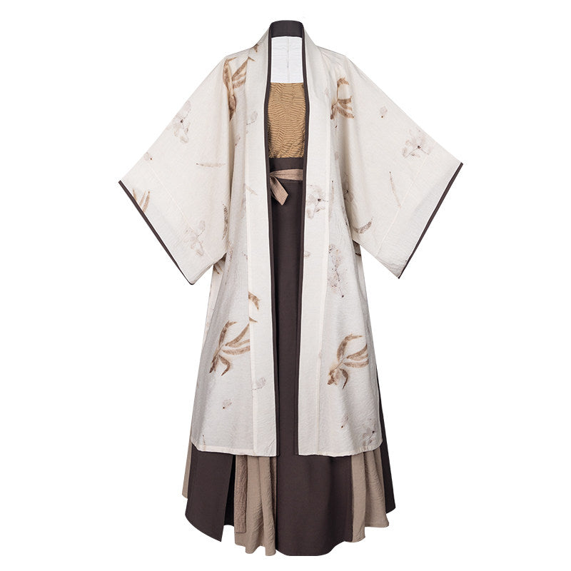 Song Dynasty Modern Hanfu Changgan Temple Beizi and Wrap Skirt - Plants and Trees 草木深 (Preorder)