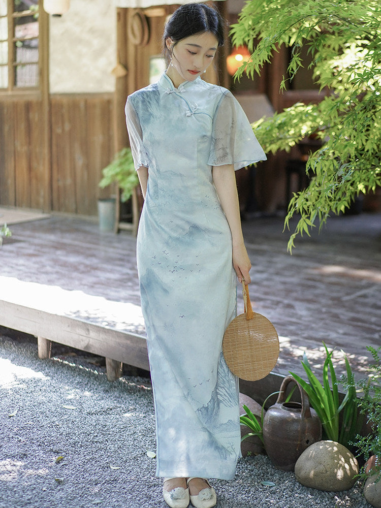 Flair Sleeve Long Cheongsam | Moran