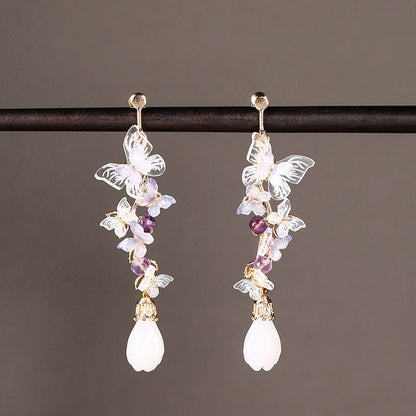 Amethyst Butterfly Drop Earrings | Cheongsam Jewelry
