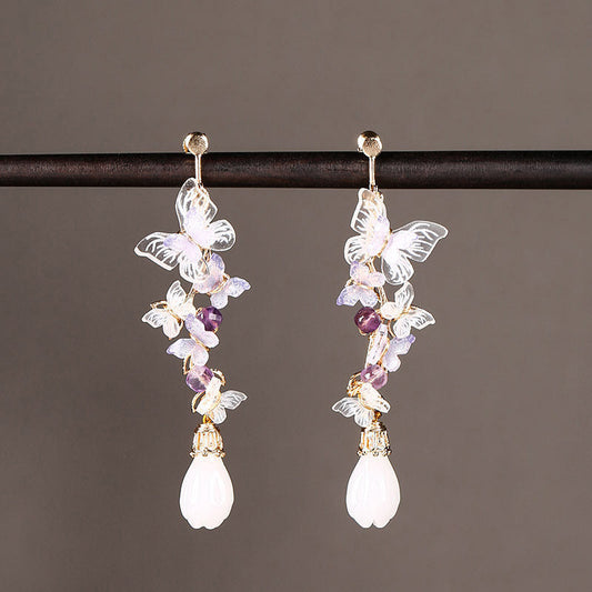 Amethyst Butterfly Drop Earrings | Cheongsam Jewelry