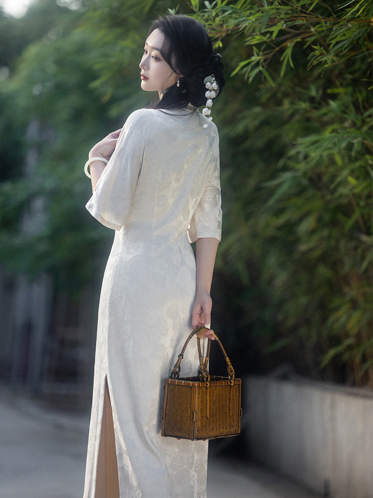 New Chinese Style Retro Flair Sleeve Cheongsam Dress - Still Spring 春不晚 (Preorder)