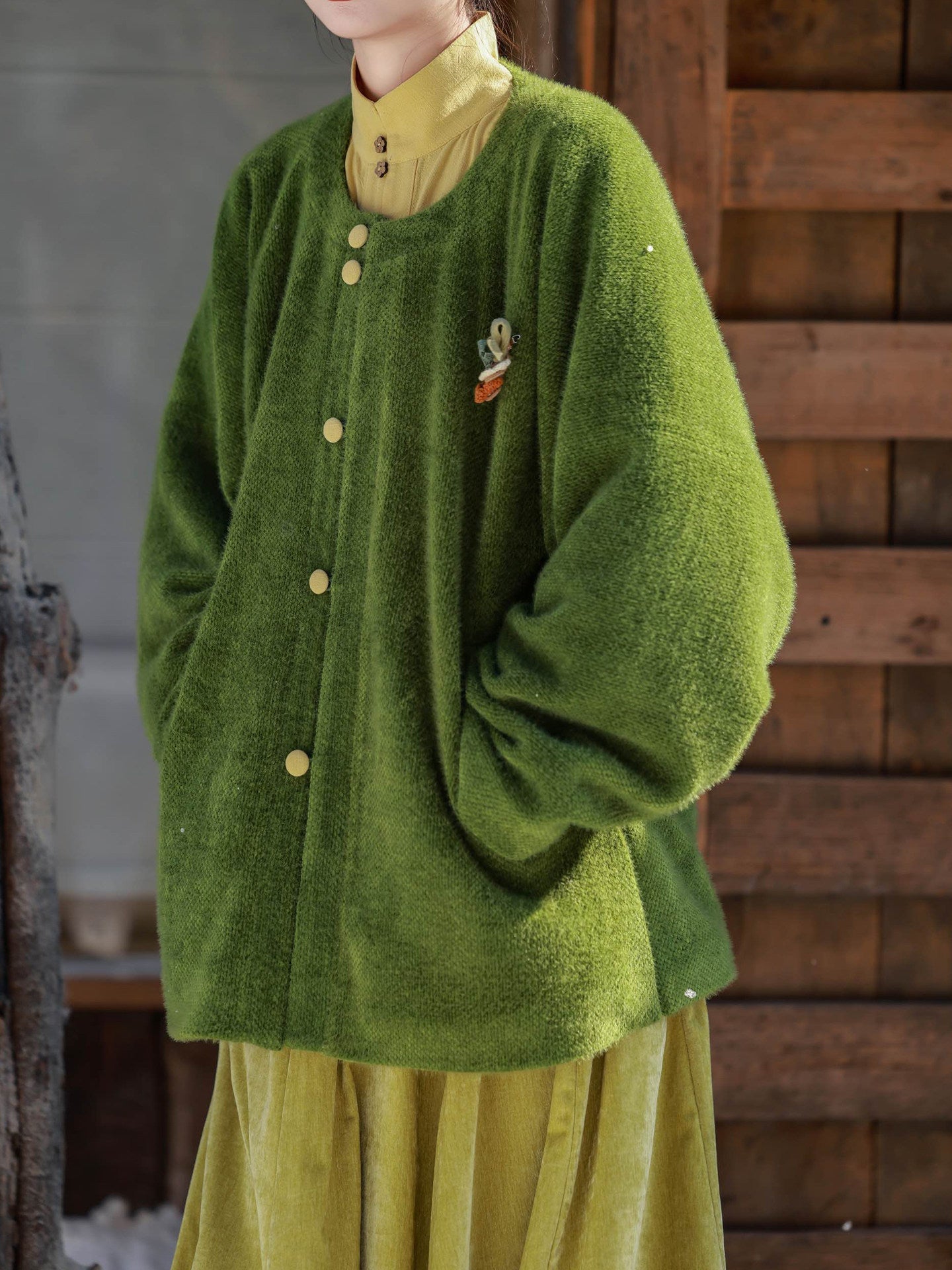 Chinese Round Collar Jacket & Elastic Skirt | Chuheng 初蘅