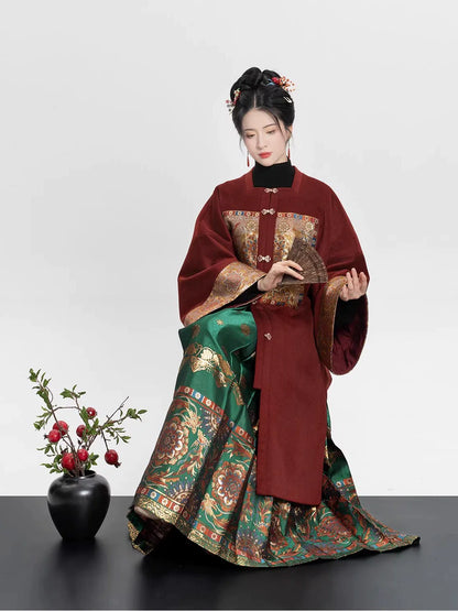 Ming Dynasty Traditional Hanfu Costume with Dunhuang Prints - Watching Fishes 观鱼知乐