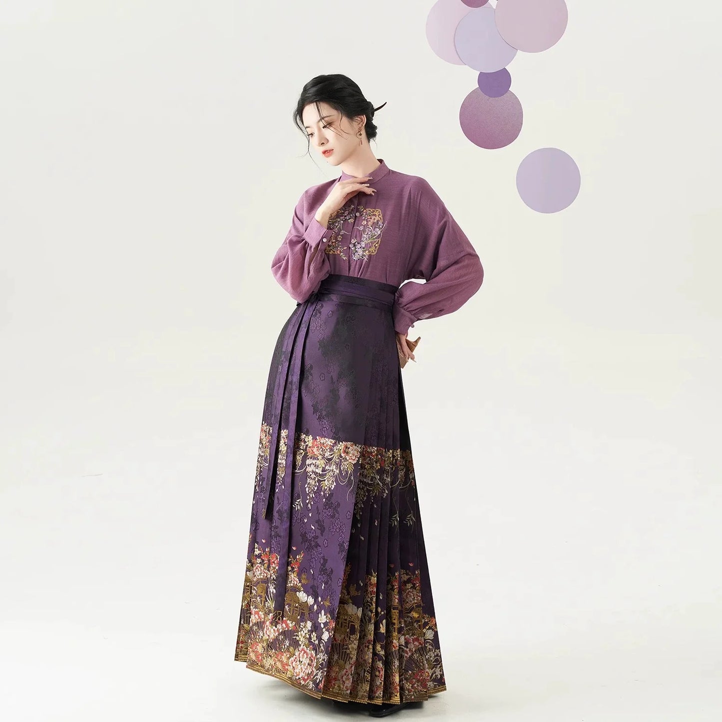 Chinese Blouse & Mamian Skirt Outfit | Plum Wine 春色阑