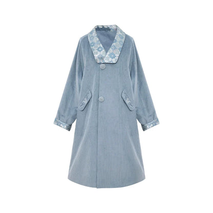 Bo Xinyue 波心月 - Autumn Corduroy Brocade Coat, Chinese Style Trench Coat for Women