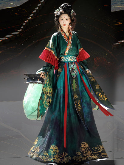 Qian Kun | Wei Jin Dynasty Nuo Opera Style Hanfu with Ethereal Immortal Aesthetic