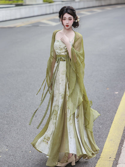 New Chinese Style Swing Dress with Fairy Cardigan - Jade Story 青玉案 (Preorder)