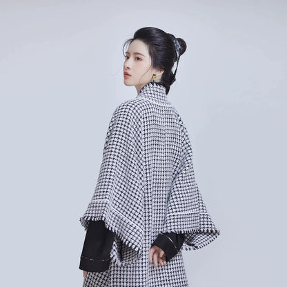 Song Dynasty Modern Hanfu Set with Changgan Temple Beizi and Three Pleat Skirt - Hanjiang Snow 寒江雪 (Preorder)