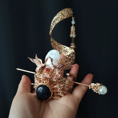 Spiral Cranes - Unisex Hanfu Hair Crown