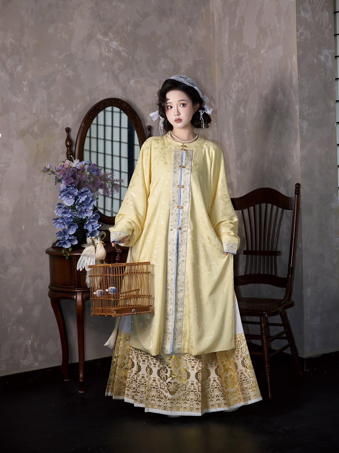 Ming Dynasty Round Neck Long Jacket with Fleece | Mulan 木兰